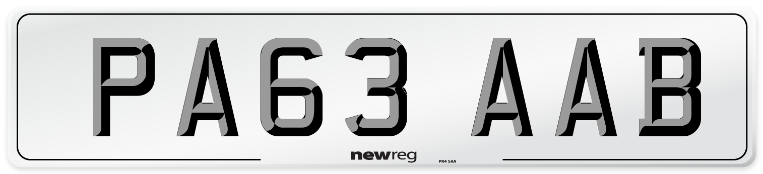 PA63 AAB Number Plate from New Reg